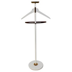 Valet moderne du milieu du siècle dernier or blanc métal laiton cuir Lucite années 1960