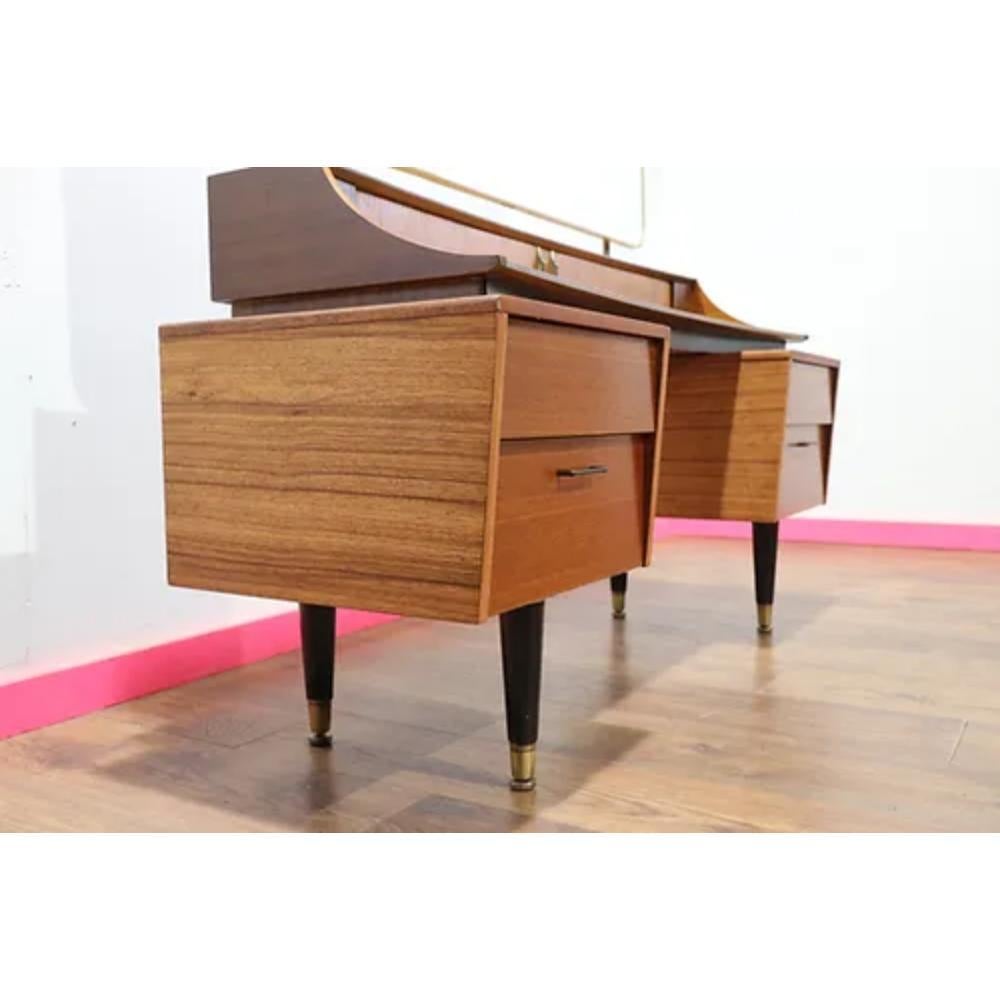 Mid Century Modern Vintage Vanity Desk With Mirror by Wrighton In Good Condition In Los Angeles, CA
