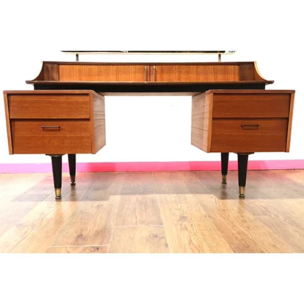 Mid Century Modern Vintage Vanity Desk With Mirror by Wrighton 1