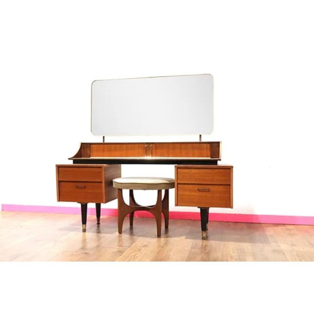 Mid Century Modern Vintage Vanity Desk With Mirror by Wrighton 2
