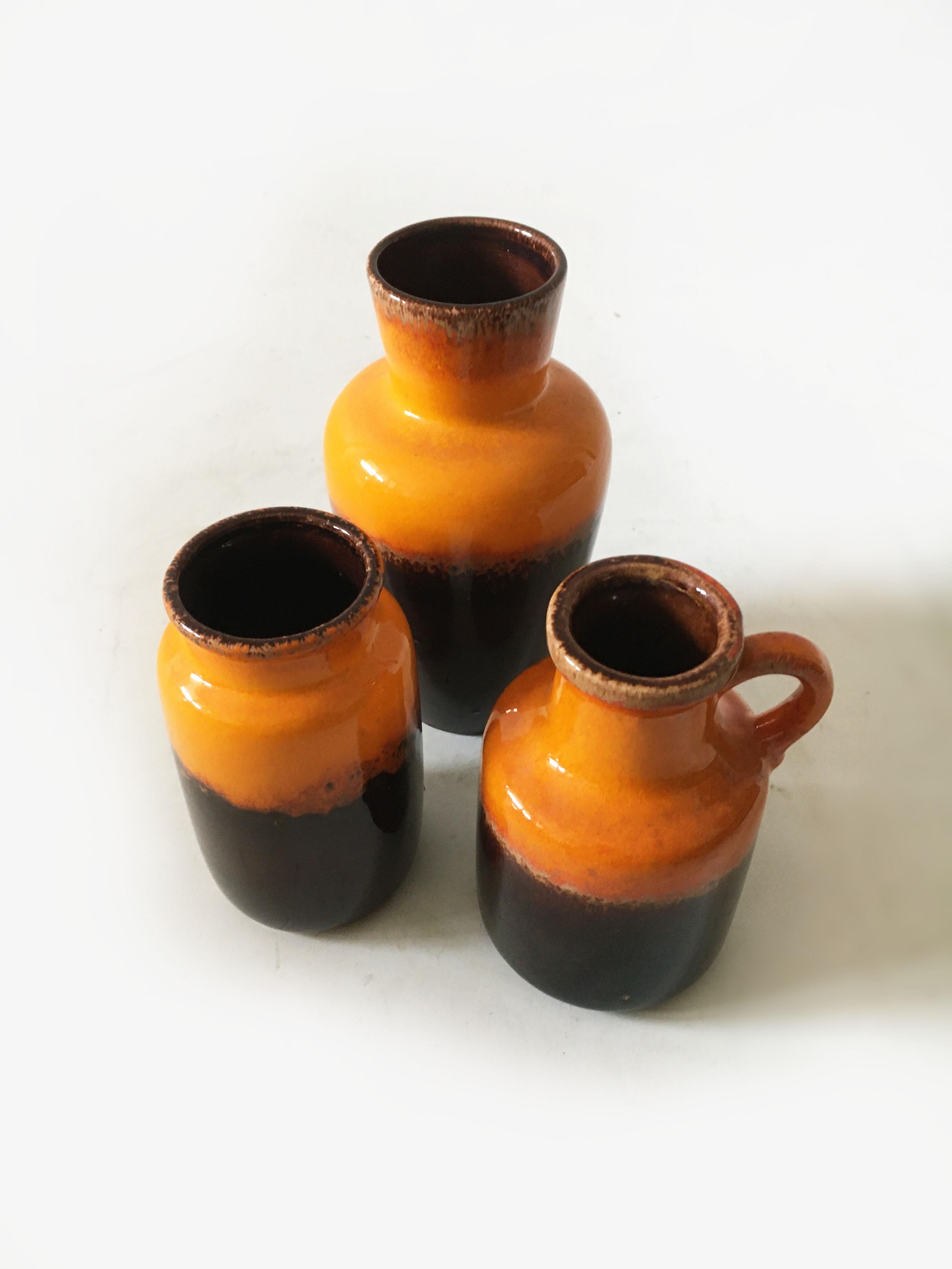 Glazed Mid-Century Modern Vintage Vase Collection 'Rothko' Set of Three, Germany 1970s For Sale