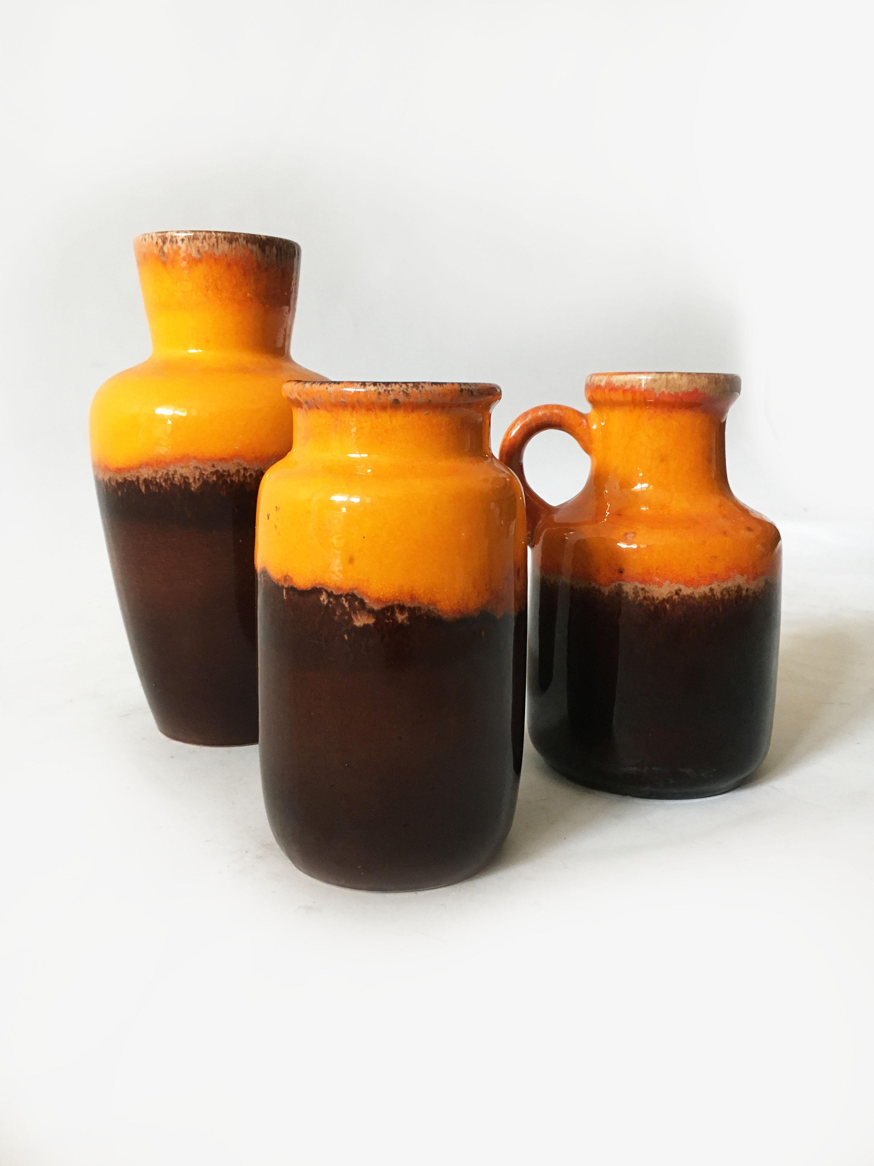 Mid-Century Modern Vintage Vase Collection 'Rothko' Set of Three, Germany 1970s In Good Condition For Sale In Vienna, AT