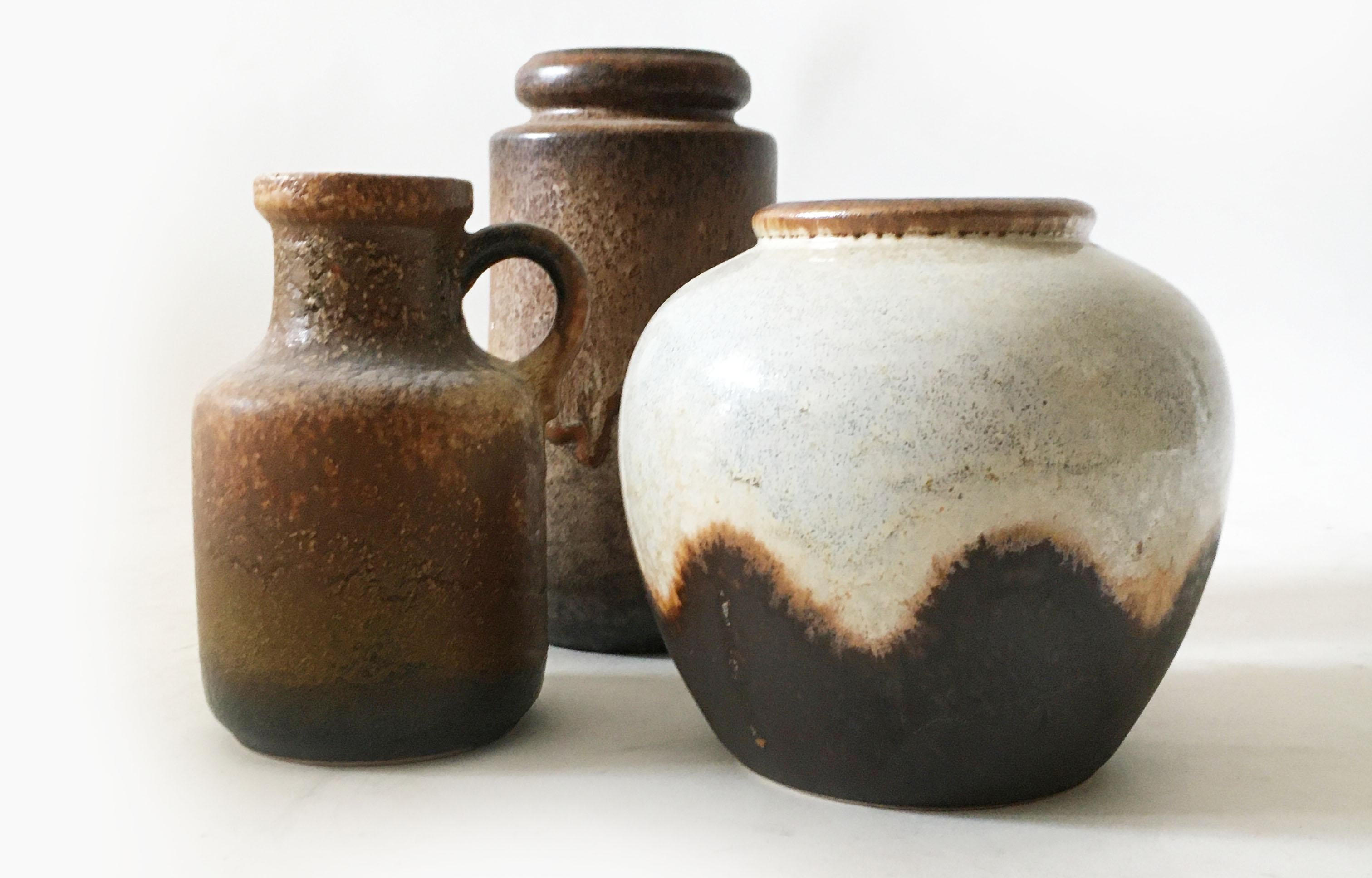 Glazed Mid-Century Modern Vintage Vase Collection 'Rothko' Set of Three, Germany, 1970s