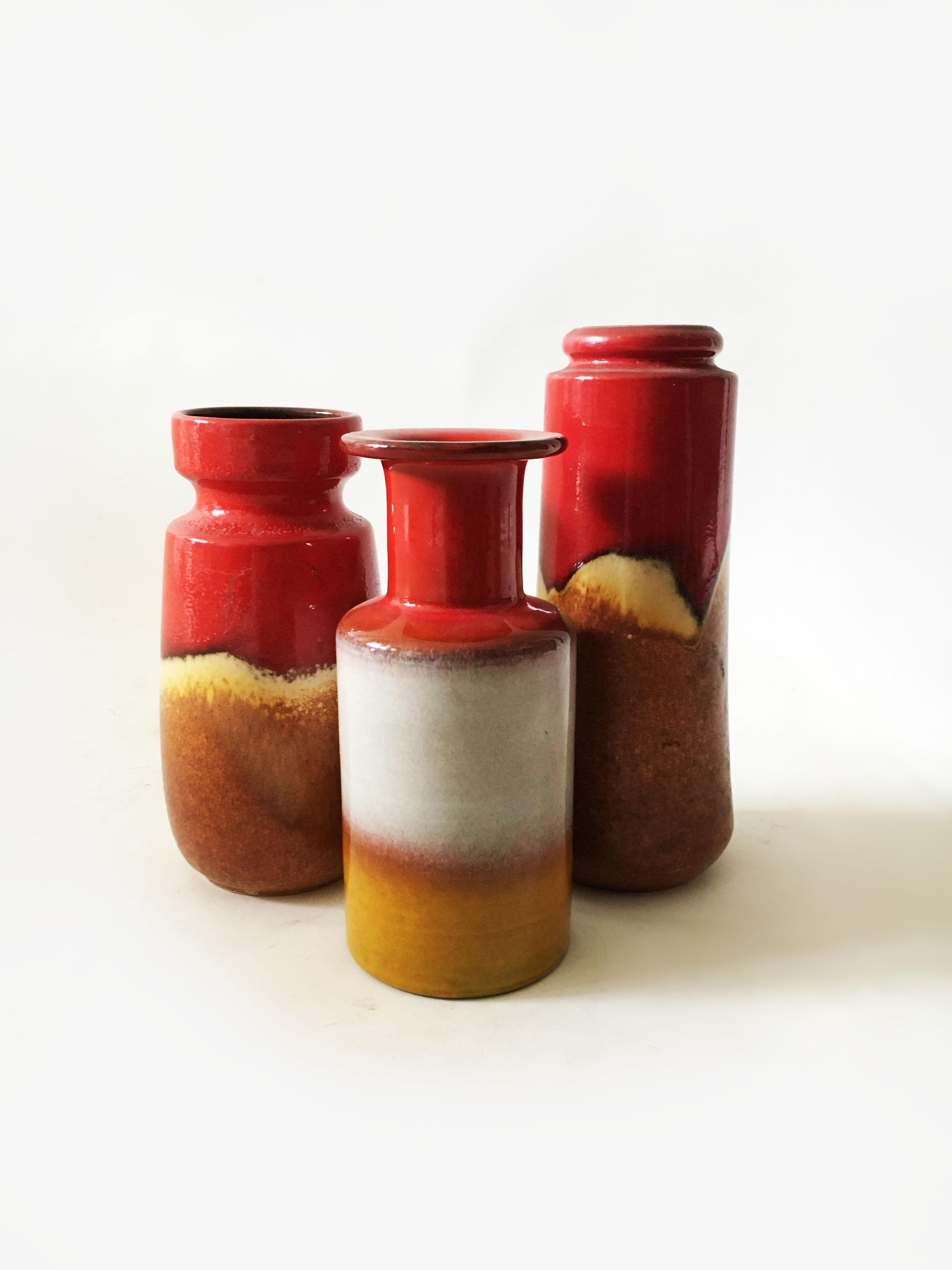 Ceramic Mid-Century Modern Vintage Vase Collection 'Rothko' Set of Three, Germany, 1970s For Sale