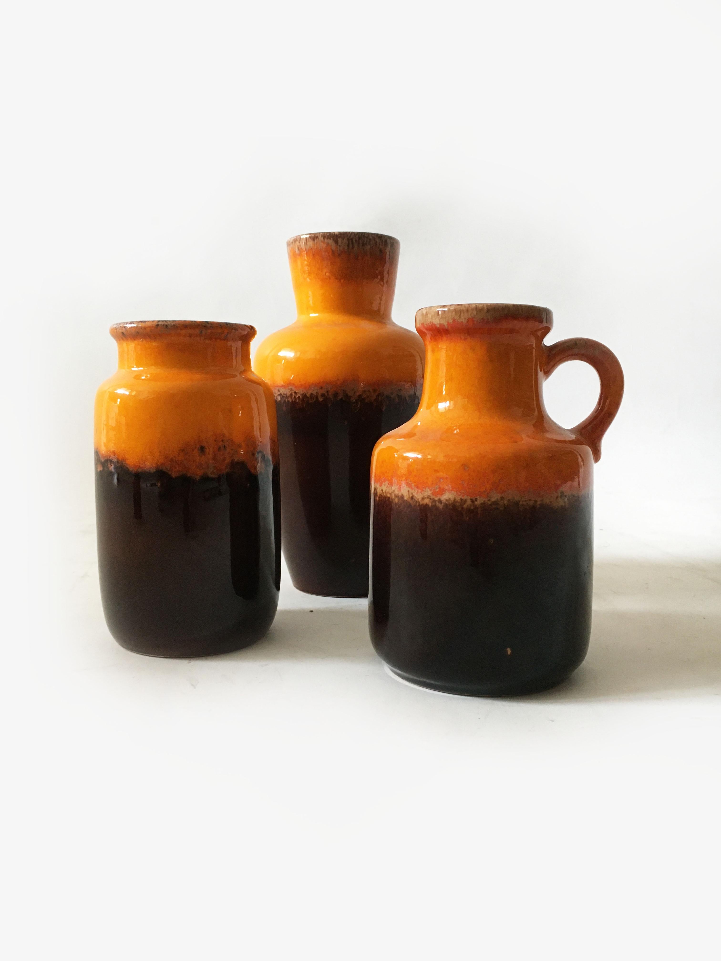 Ceramic Mid-Century Modern Vintage Vase Collection 'Rothko' Set of Three, Germany 1970s For Sale