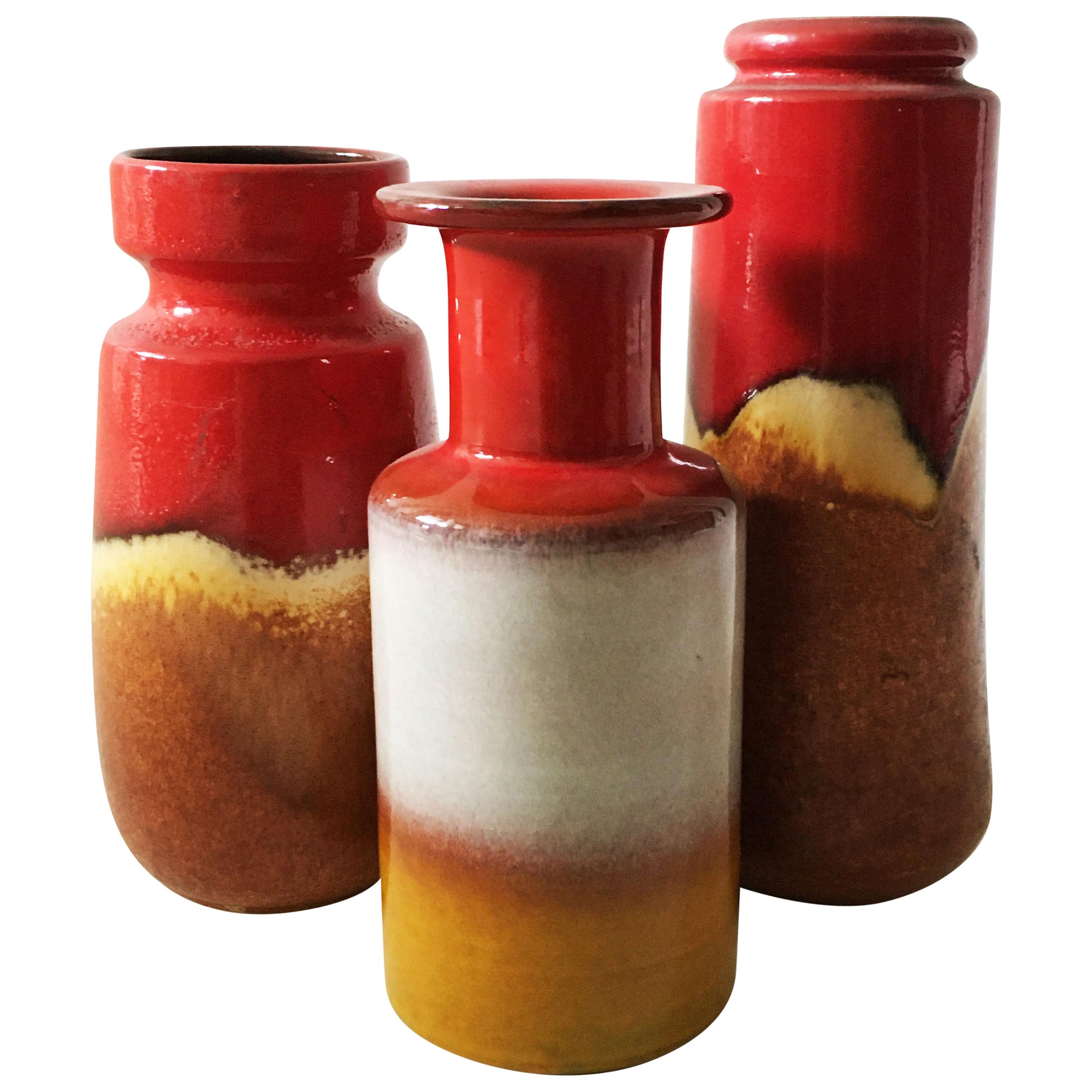 Mid-Century Modern Vintage Vase Collection 'Rothko' Set of Three, Germany, 1970s For Sale