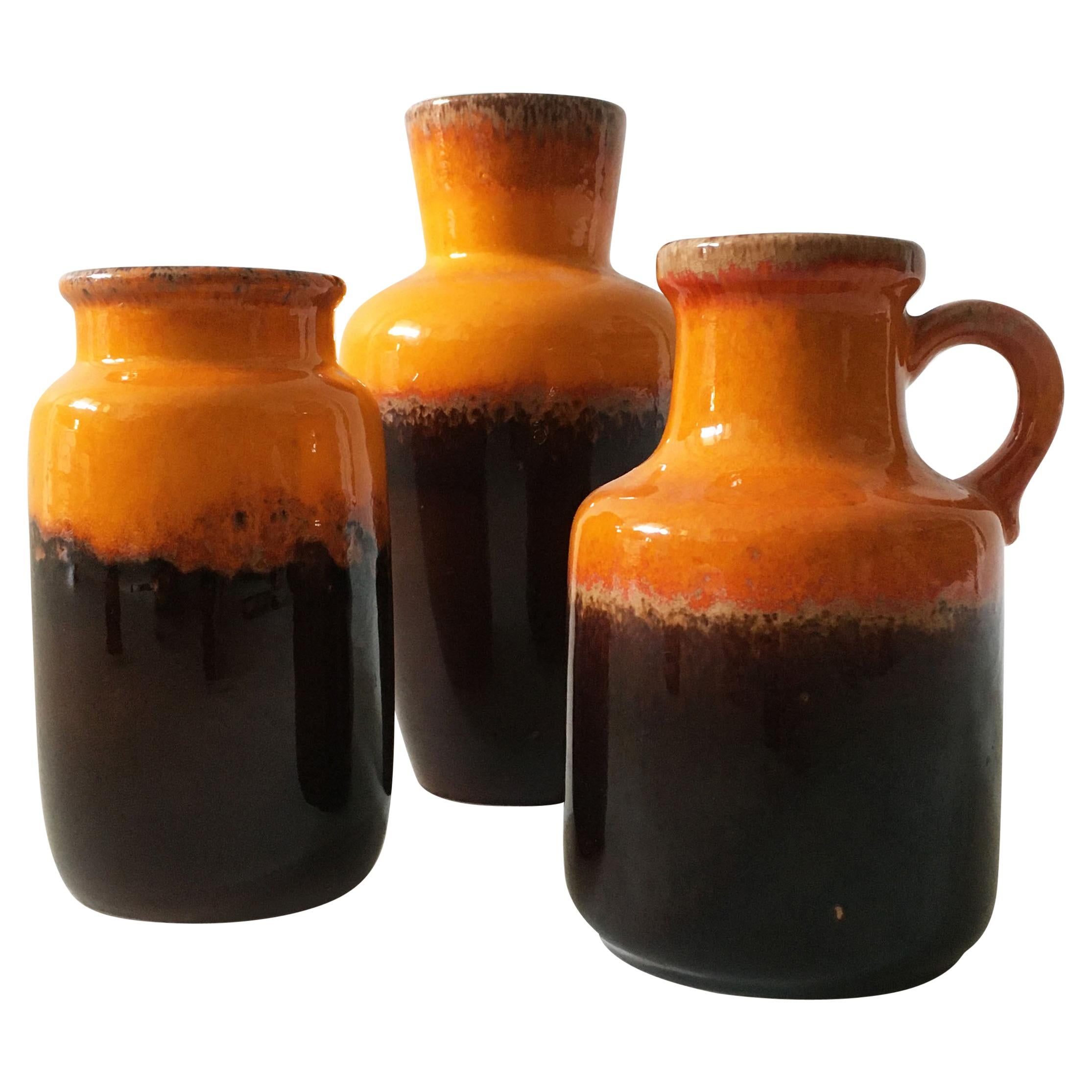 Mid-Century Modern Vintage Vase Collection 'Rothko' Set of Three, Germany 1970s For Sale