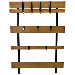 Mid-Century Modern Used Wall Coat Stand with Metal Coat Hooks, Austria, 1970