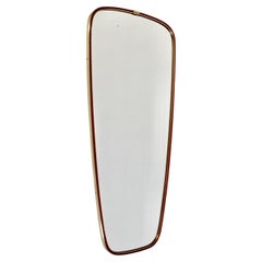 Mid Century Modern Vintage Wall Mirror Floor Mirror Brass Red Lining 1950s Italy