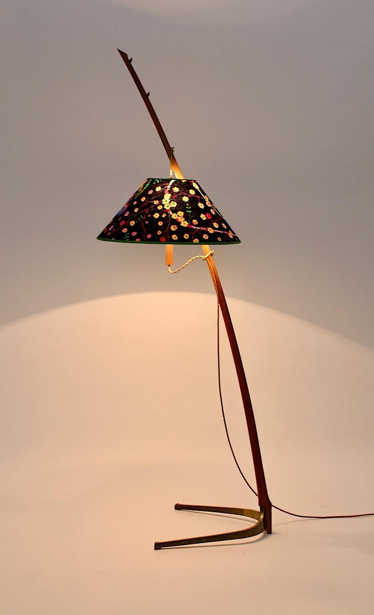 Mid-Century Modern Vintage Walnut Brass Floor Lamp J.T.Kalmar Thorn