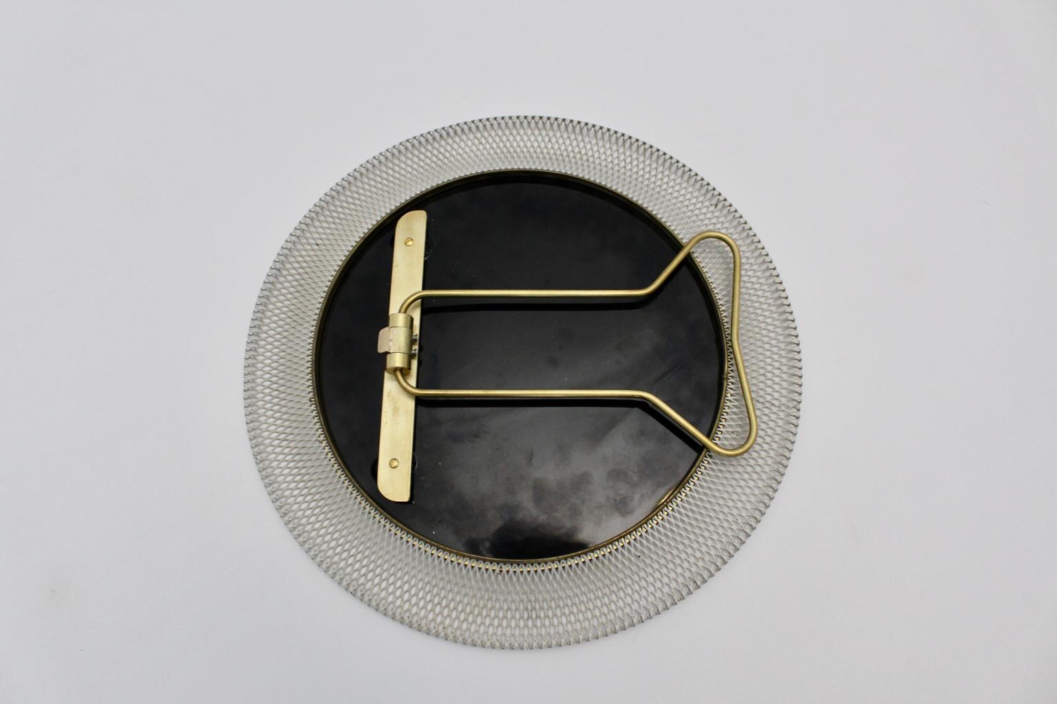 Mid-Century Modern Vintage White Brass Table Mirror, circa 1950, Germany For Sale 3