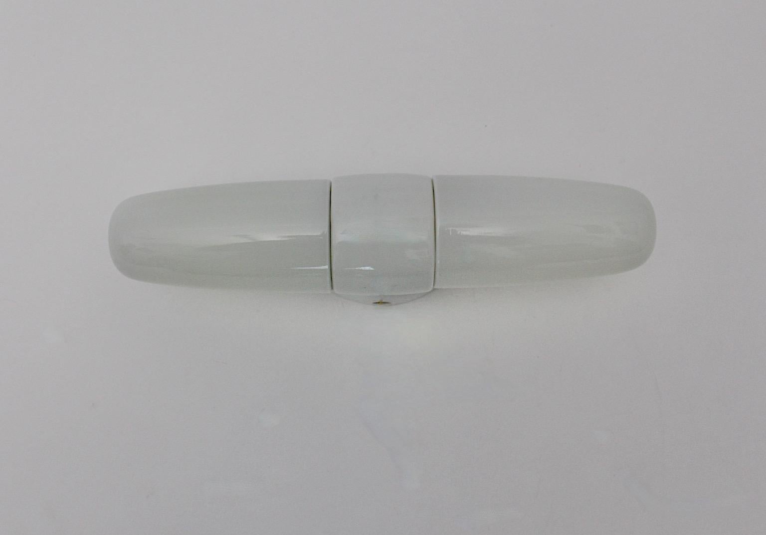 Mid-Century Modern Vintage White Ceramic Glass Sconce Wilhelm Wagenfeld 1950s For Sale 4