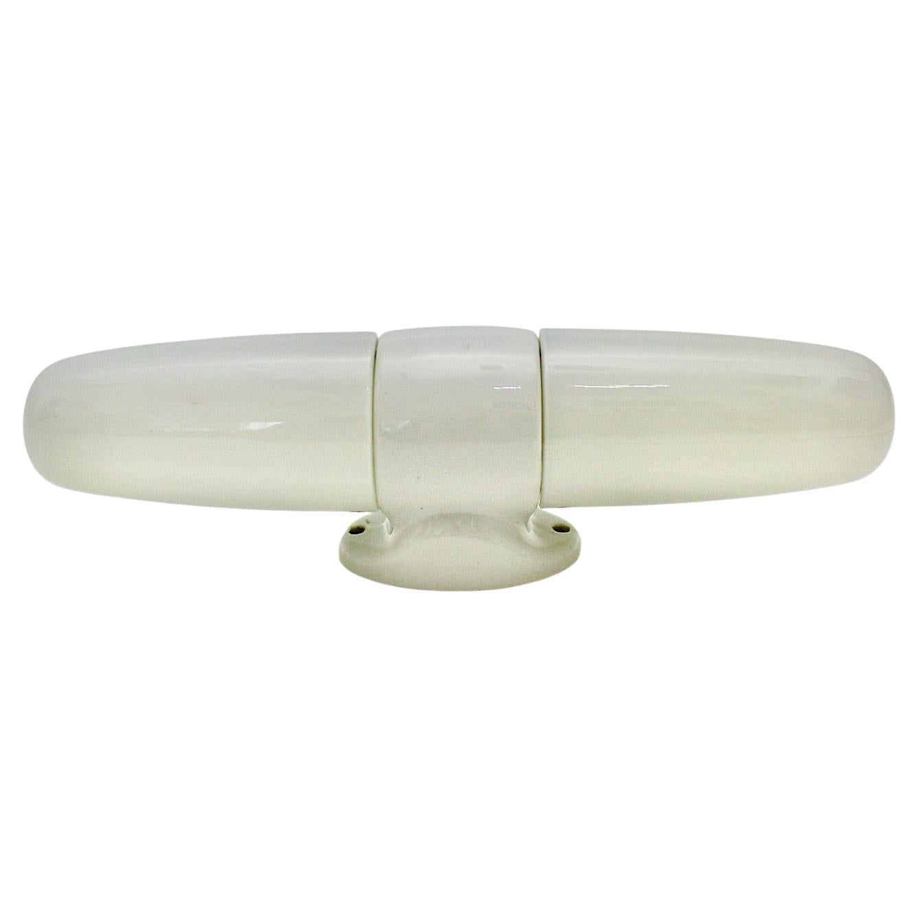 Mid-Century Modern Vintage White Ceramic Glass Sconce Wilhelm Wagenfeld 1950s