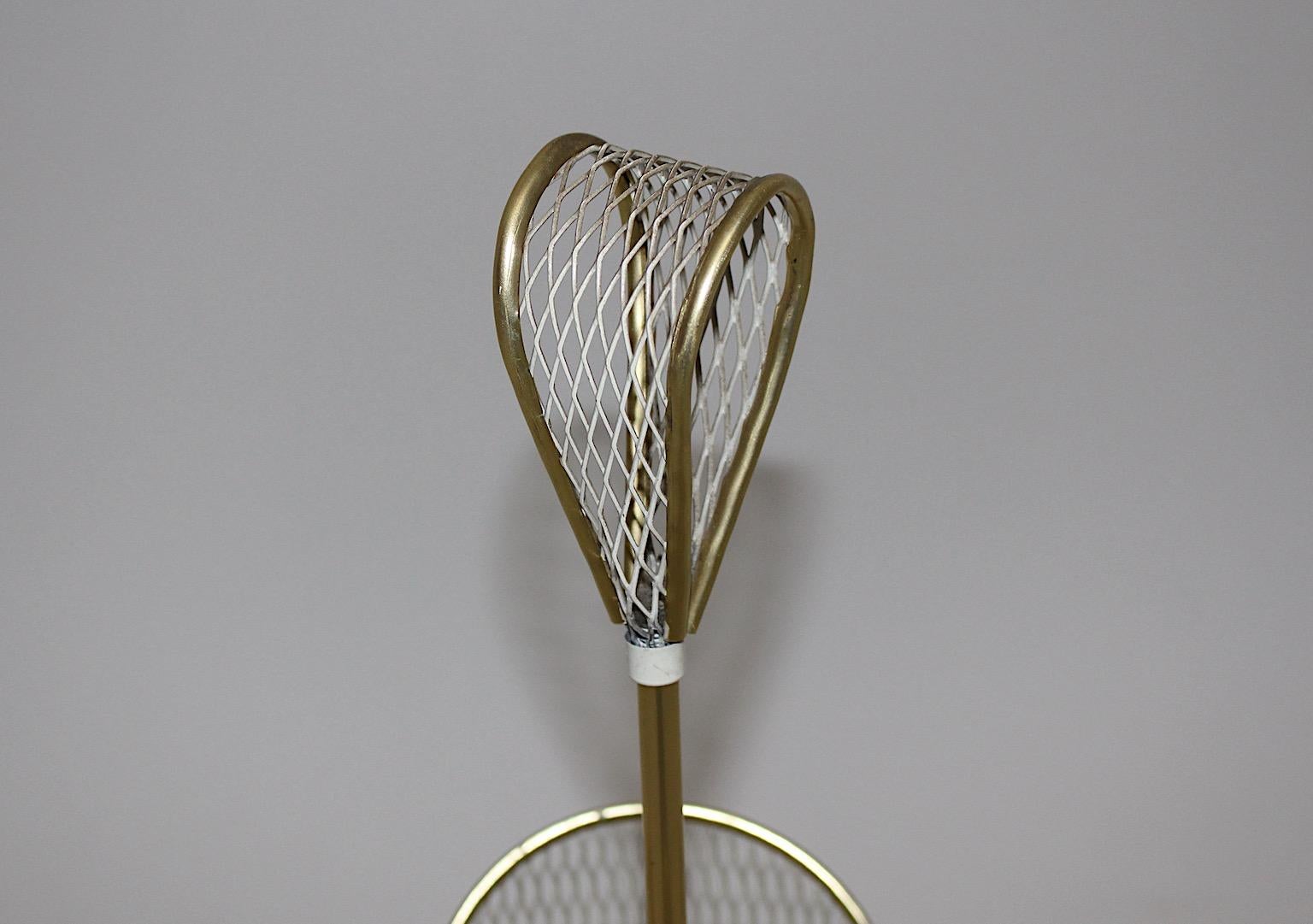 Mid-Century Modern Vintage White Gold Metal Umbrella Stand 1950s Germany For Sale 3