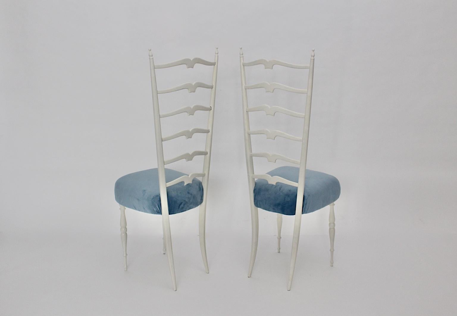 Mid-Century Modern Vintage White High Back Chairs Style Gio Ponti, 1950s, Italy For Sale 6