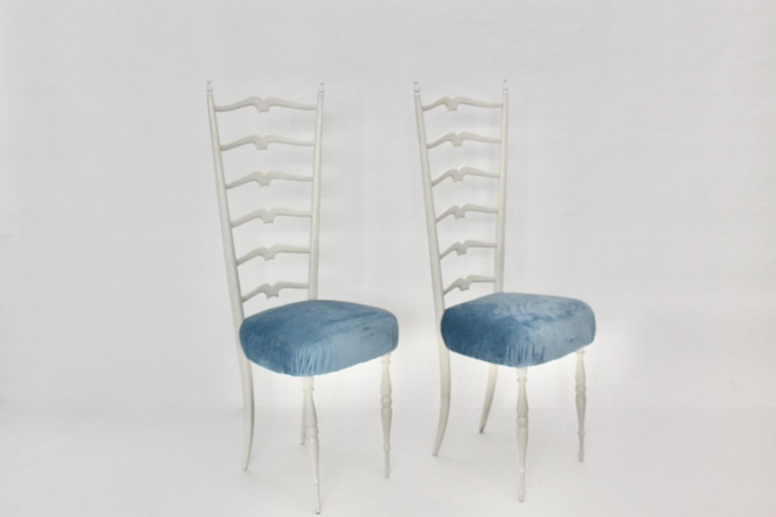 Mid-Century Modern Vintage White High Back Chairs Style Gio Ponti, 1950s, Italy For Sale 7