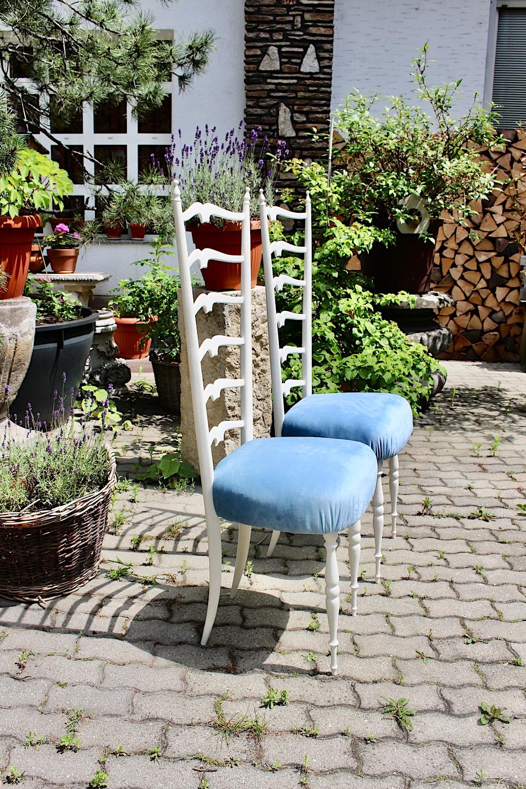 20th Century Mid-Century Modern Vintage White High Back Chairs Style Gio Ponti, 1950s, Italy For Sale