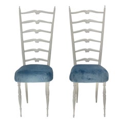 Mid-Century Modern Retro White High Back Chairs Style Gio Ponti, 1950s, Italy