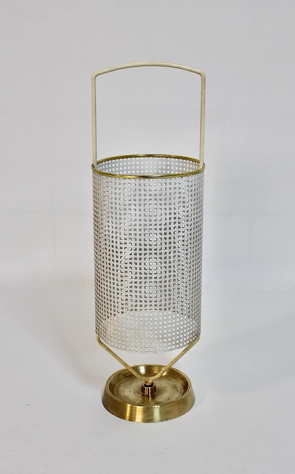 Mid-Century Modern Vintage White Metal Brass Umbrella Stand, 1960s, Germany For Sale 8