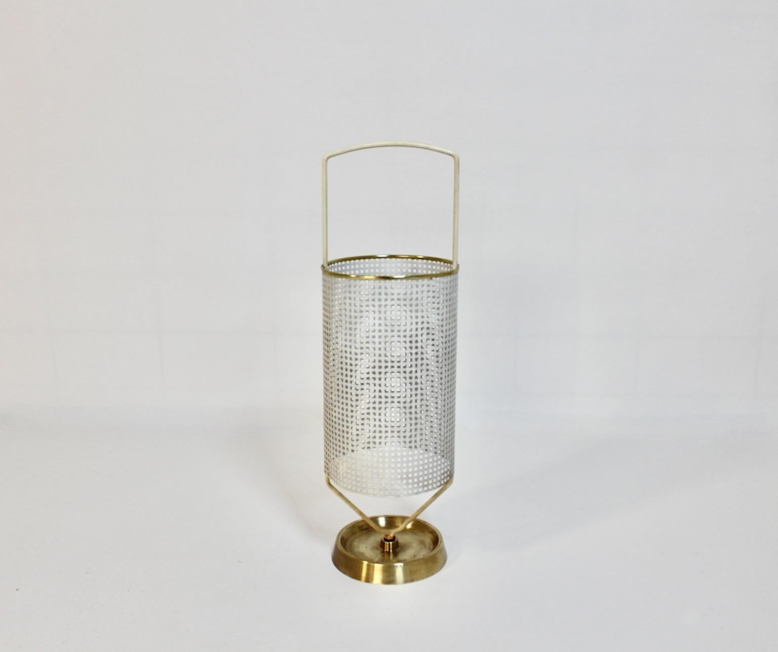 Mid-Century Modern Vintage White Metal Brass Umbrella Stand, 1960s, Germany For Sale 4