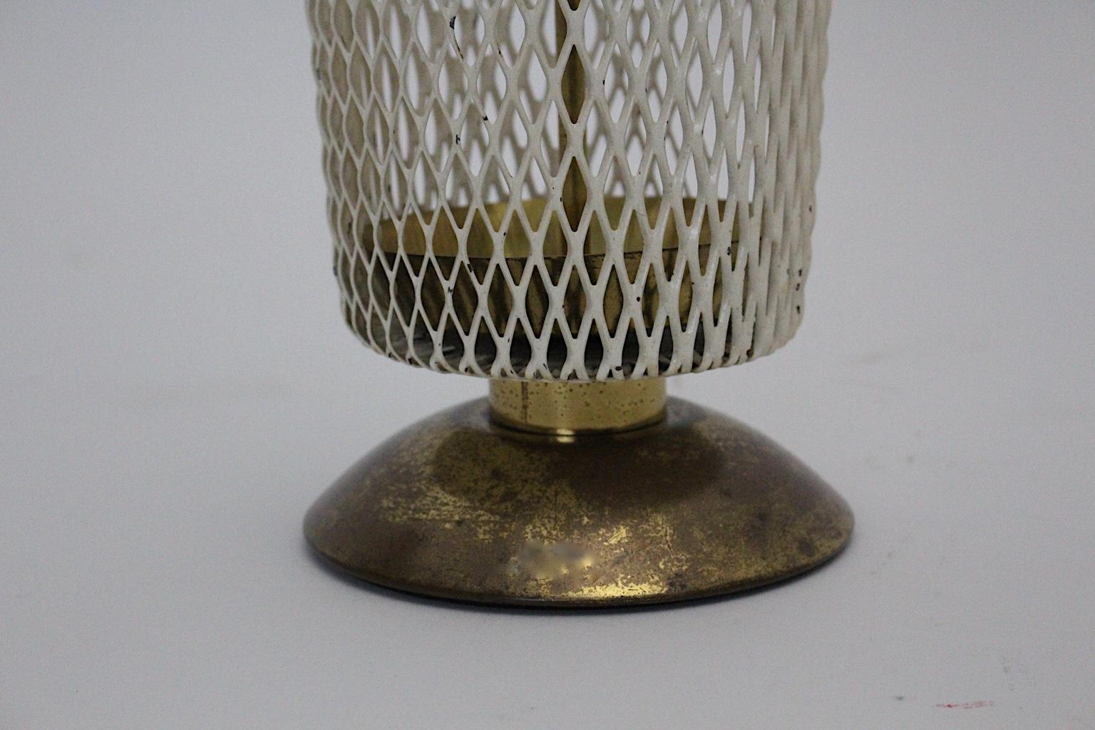 20th Century Mid-Century Modern White Metal Brass Umbrella Stand Mathieu Matégot Attributed For Sale