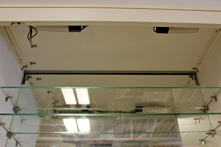 MidCentury Modern Vintage White Mirrored Chrome Wall Unit