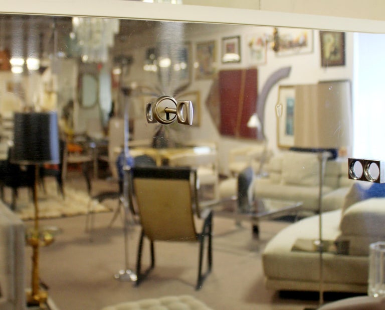 MidCentury Modern Vintage White Mirrored Chrome Wall Unit