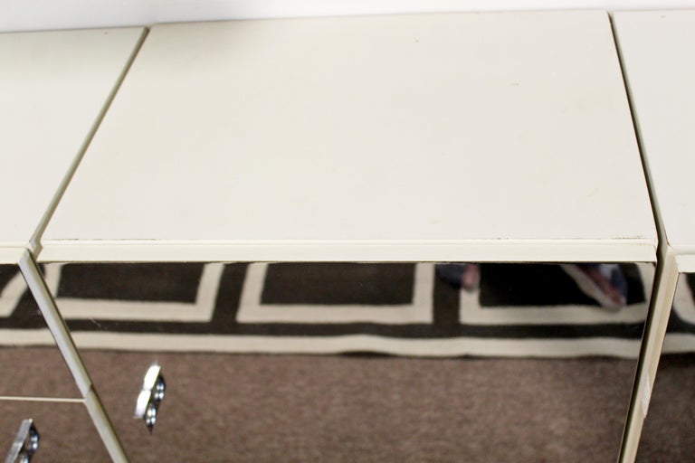 MidCentury Modern Vintage White Mirrored Chrome Wall Unit