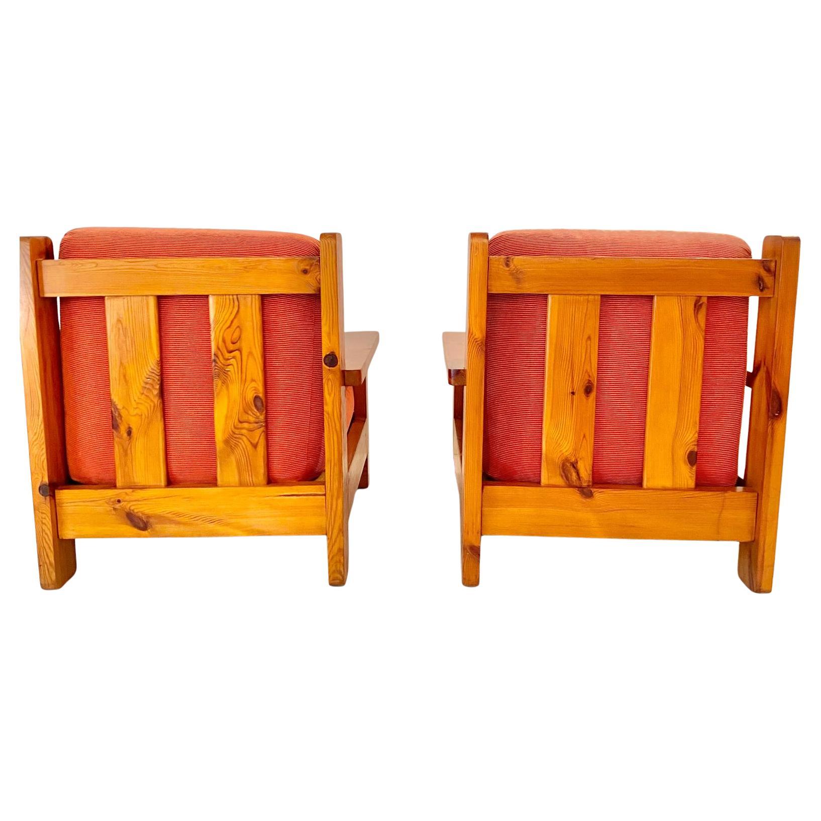 Late 20th Century Mid Century Modern Vintage Wood and Red Velvet Armchairs, set of two, Italy 1970 For Sale