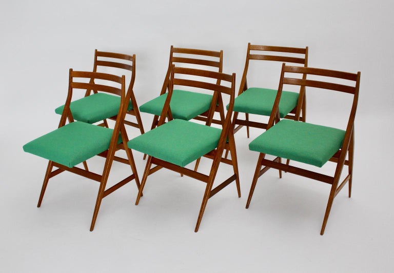 Italian Mid-Century Modern Vintage Wood Dining Chairs Piero Bottoni Attributed, Italy For Sale