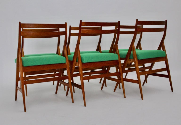 Mid-Century Modern Vintage Wood Dining Chairs Piero Bottoni Attributed, Italy In Good Condition For Sale In Vienna, AT