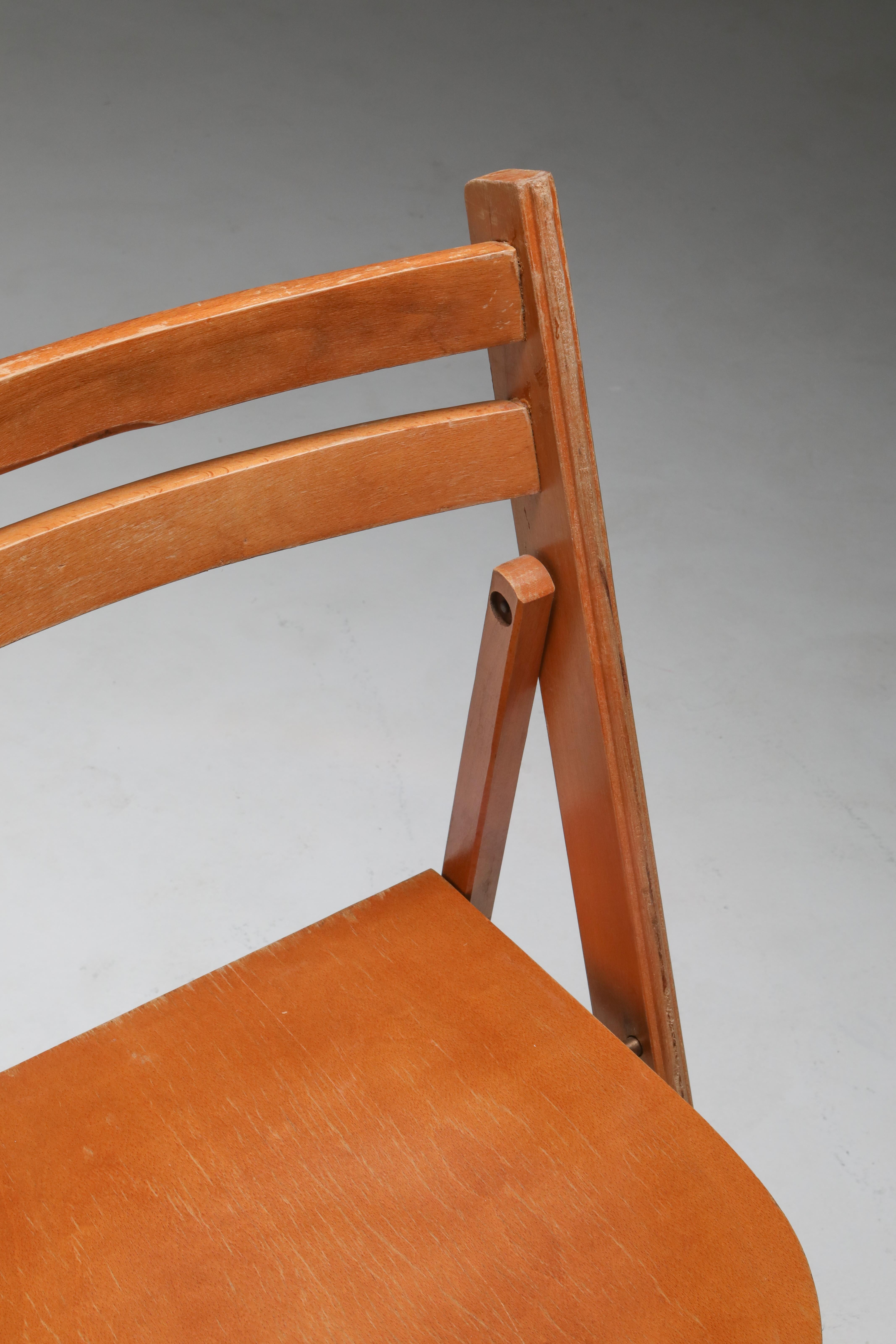 Mid-Century Modern Vintage Wooden Stackable Folding Chairs 5