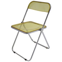 Moderner Vintage-Stuhl aus gelbem Kunststoff Plia von Giancarlo Piretti aus der Jahrhundertmitte:: 1969