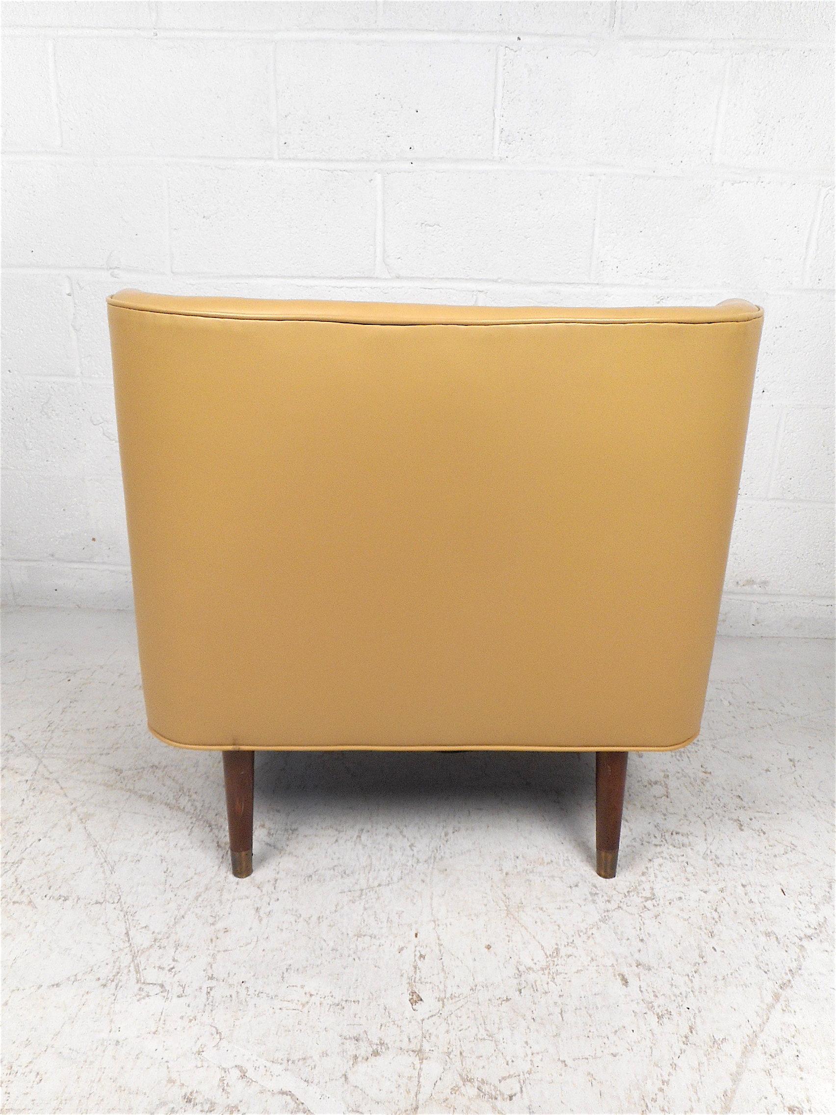 Faux Leather Mid-Century Modern Vinyl Lounge Chair For Sale