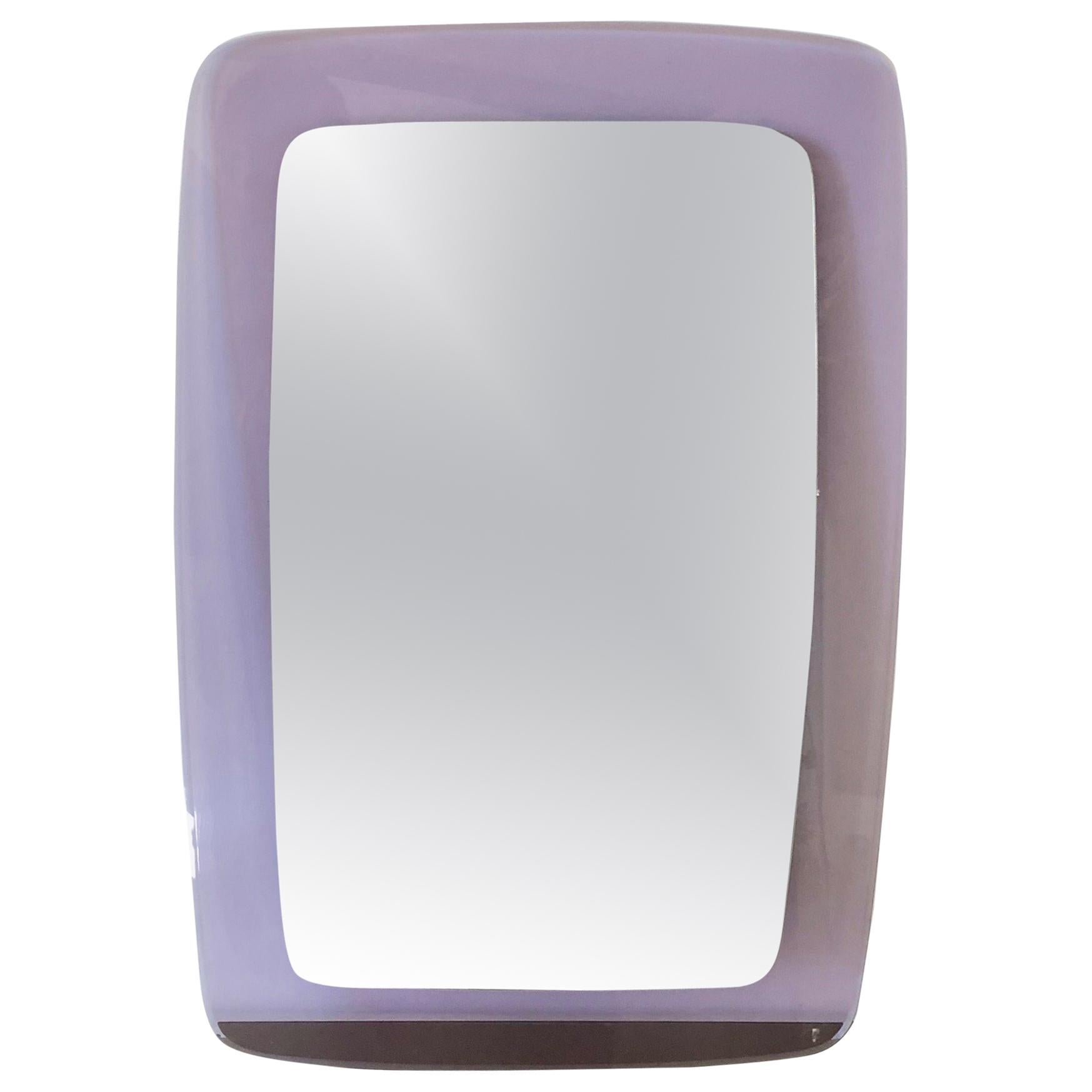 Mid-Century Modern Violet Lucite Rectangular Wall Mirror, Italy, 1970s For Sale
