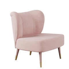Sillón moderno Visconti Algodón Terciopelo Madera de nogal Hecho en Portugal by Ottiu