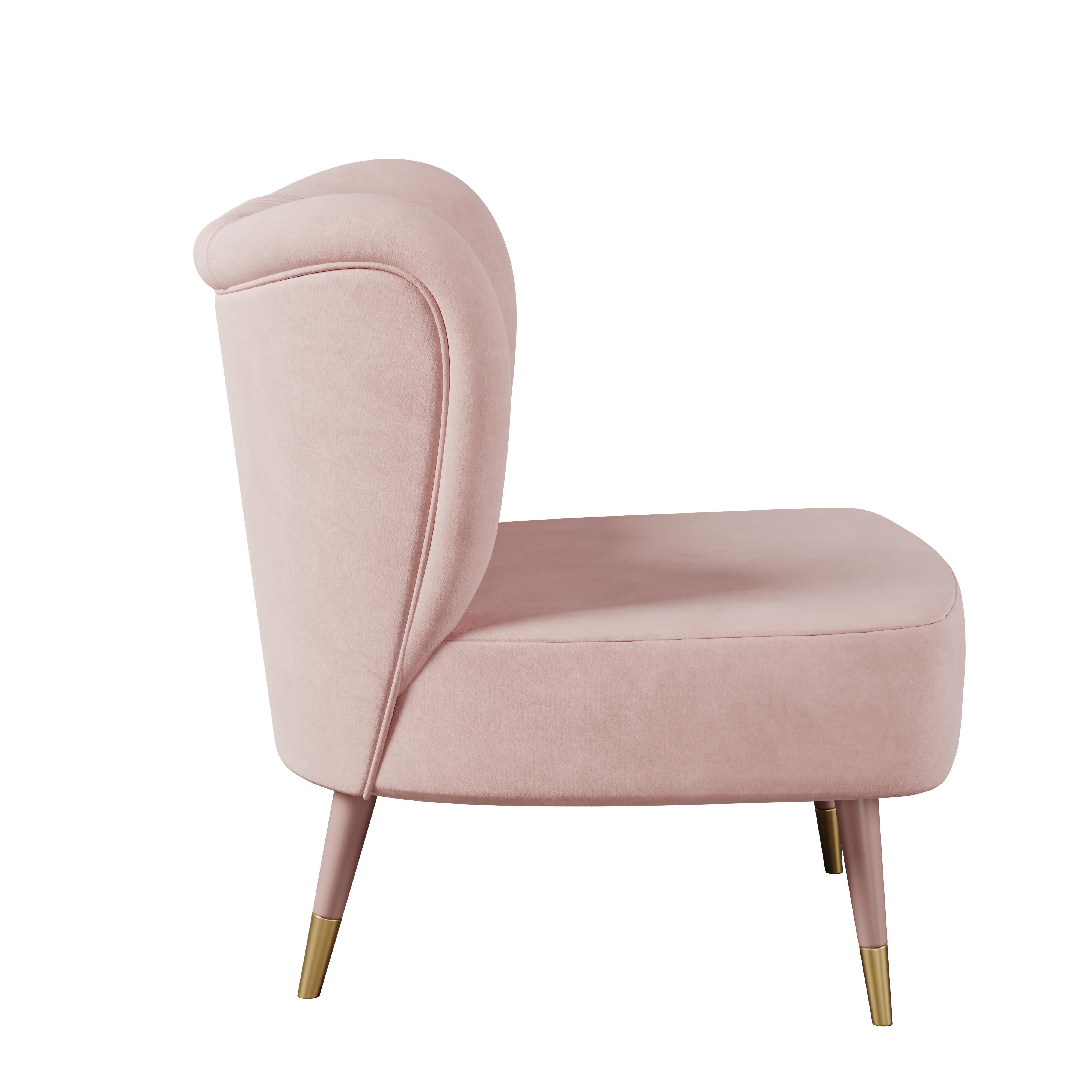 Sillón moderno Visconti Algodón Terciopelo Madera de nogal Hecho en Portugal by Ottiu en Nuevo estado para la venta en RIO TINTO, PT