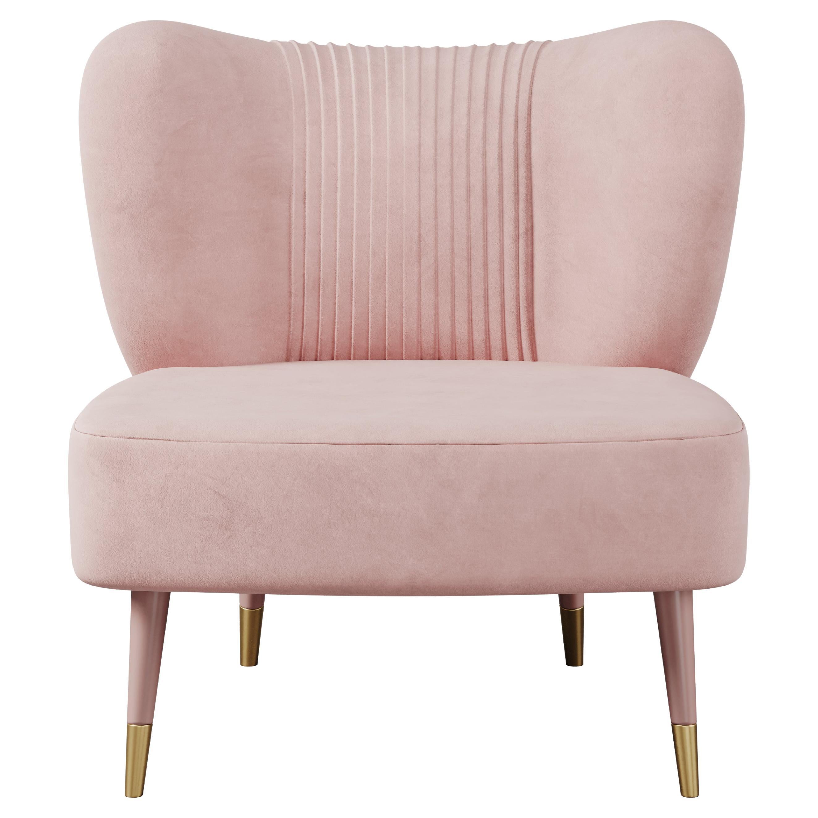 Fauteuil Visconti en velours de coton et bois de noyer, moderne du milieu du siècle dernier