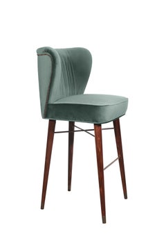 Mid-Century Modern Visconti Bar Chair Wood Velvet Made in Portugal by Ottiu
