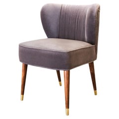 Mid-Century Visconti Dining Chair Velvet Wood Handmade in Portugal by Ottiu
