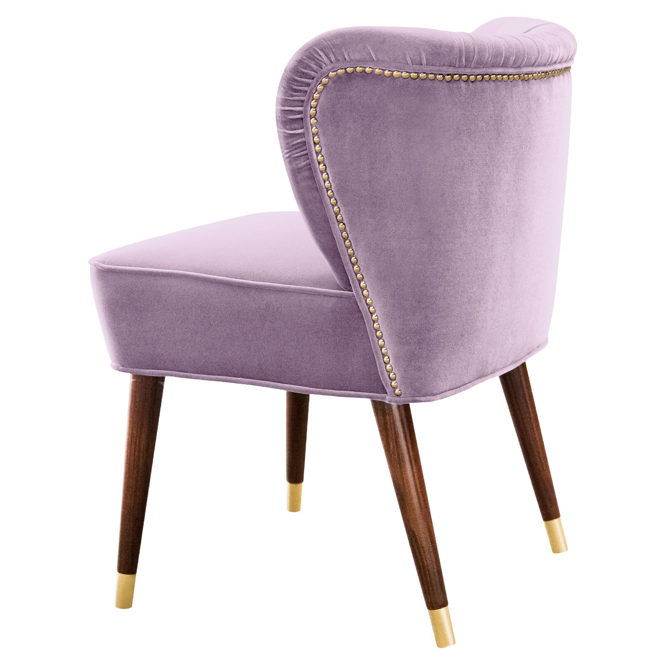 Mid-Century Visconti Dining Chair Velvet Wood Handmade in Portugal by Ottiu