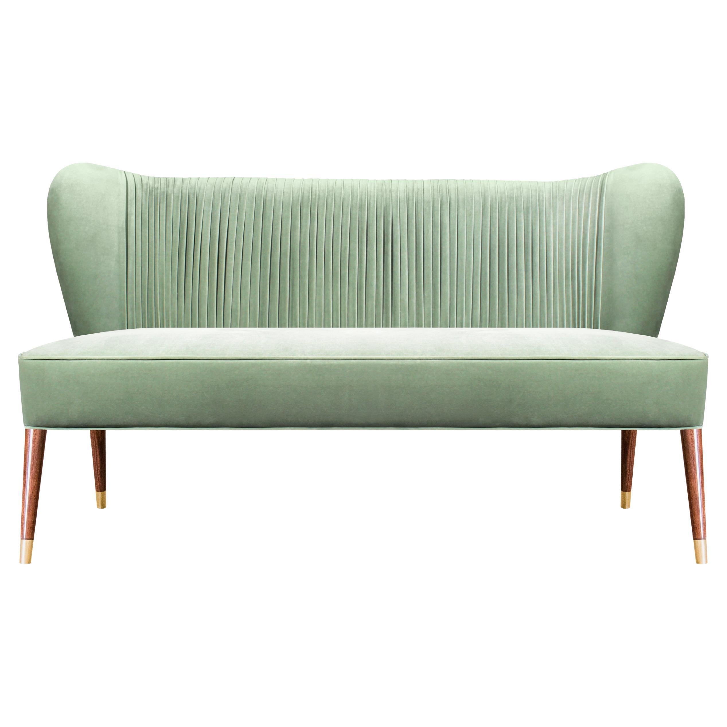 Mid-Century Modern Visconti Twin Seat Velvet Wood Made in Portugal by Ottiu