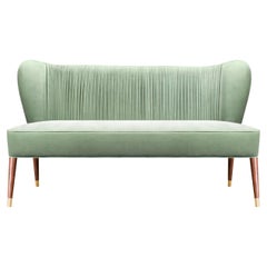 Mid-Century Modern Visconti Twin Seat Velvet Wood Made in Portugal by Ottiu