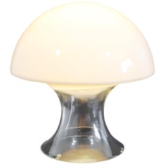 Mid-Century Modern Vistosi Murano White Glass Mushroom Table Lamp, 1970s, Italy