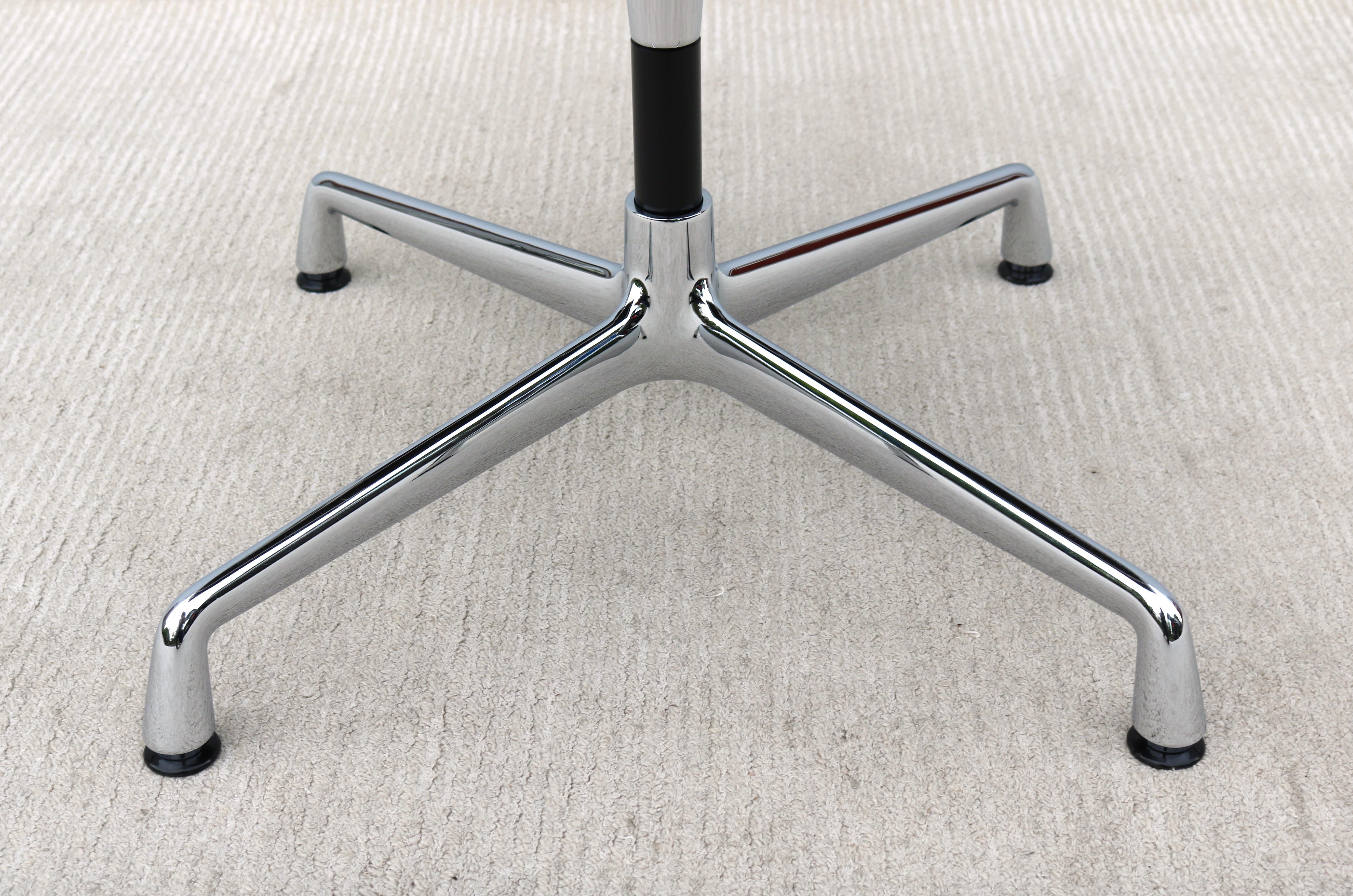 Mid-Century Modern Vitra Eames Aluminum Group Brown Leather Armless Side Chair 9