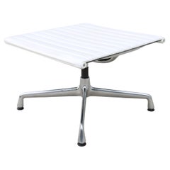Mid-Century Modern Vitra Eames Aluminum Group White Leather Ottoman