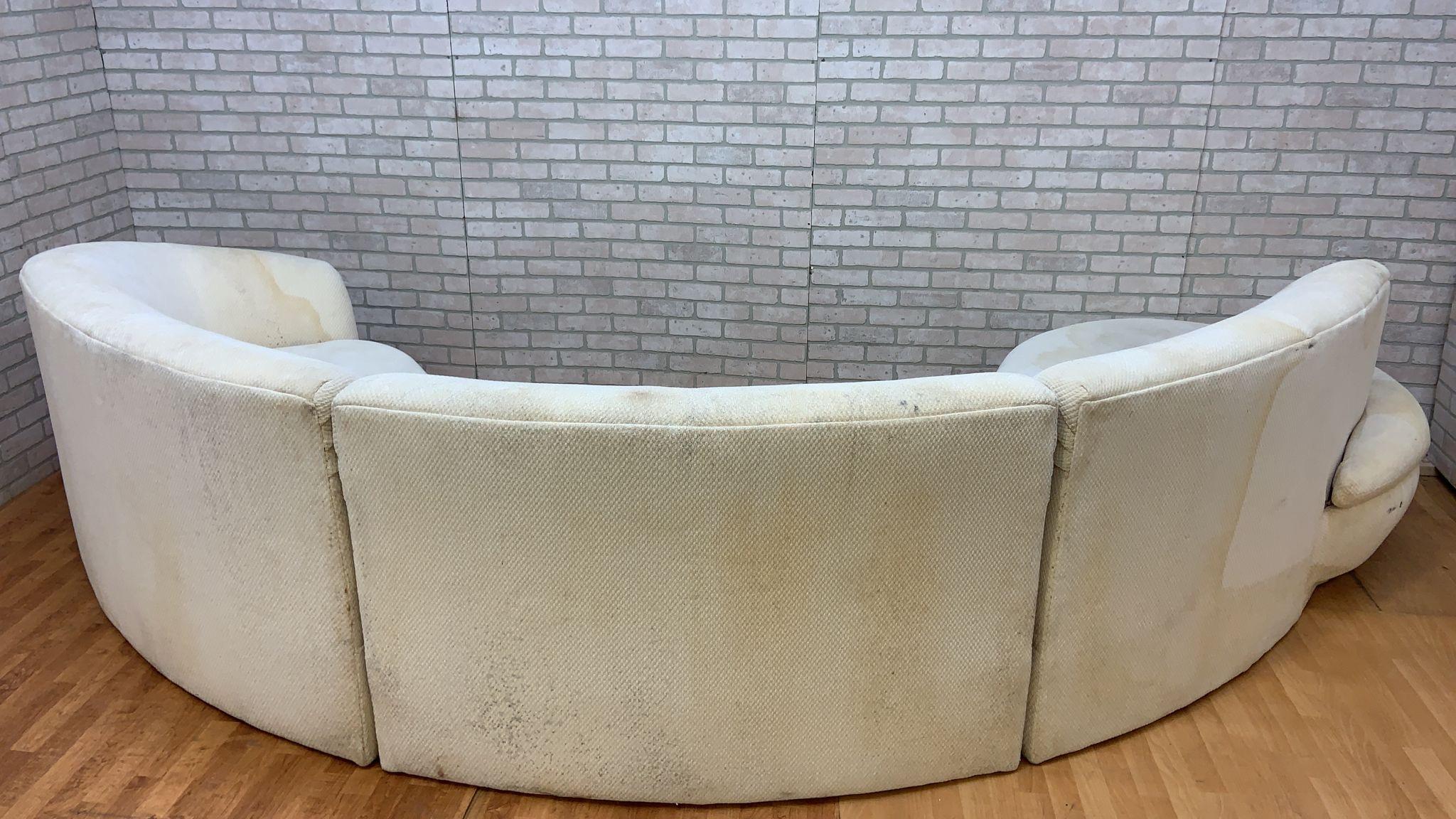 Mid Century Modern Vladimir Kagan Style 3 Piece Curved Sectional Sofa  For Sale 2