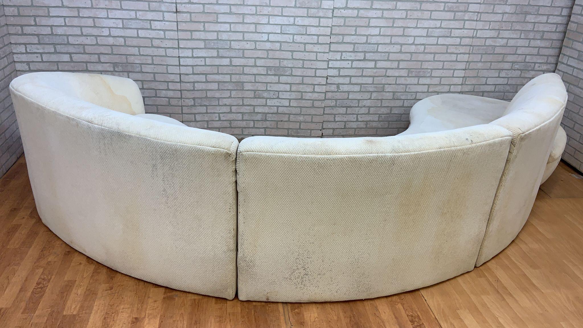 American Mid Century Modern Vladimir Kagan Style 3 Piece Curved Sectional Sofa  For Sale