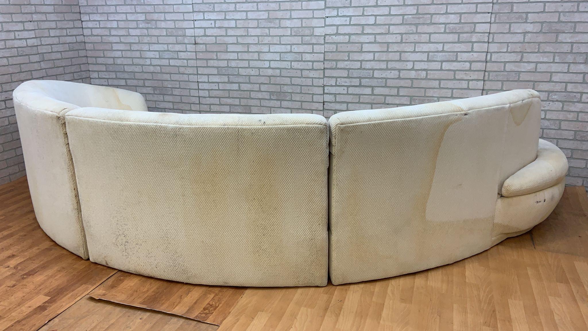 Hand-Crafted Mid Century Modern Vladimir Kagan Style 3 Piece Curved Sectional Sofa  For Sale