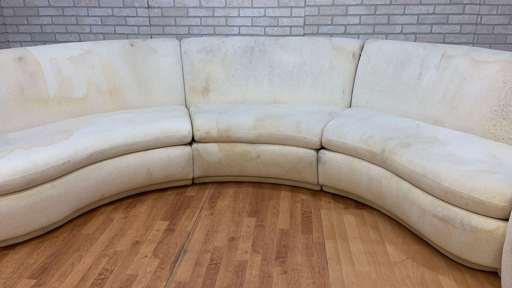 Late 20th Century Mid Century Modern Vladimir Kagan Style 3 Piece Curved Sectional Sofa  For Sale